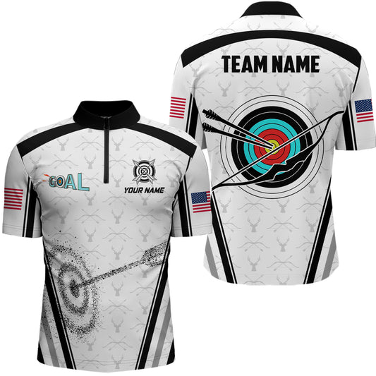 Personalized Name Archery Men Quarter-Zip Shirts Custom Archery 3D Target Jerseys Shirts TDM0486