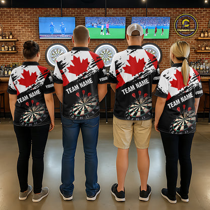 Personalized Grunge Canada Flag Dart Polo Shirts For Men Custom Patriotic Canadian Dart Jerseys TDM1187