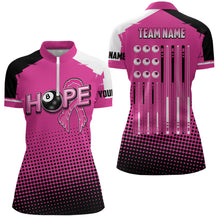 Load image into Gallery viewer, Pink Breast Cancer Awareness US Flag Custom Women Billiard Shirts, 8 Ball Pool Jerseys For Pooler TDM2424