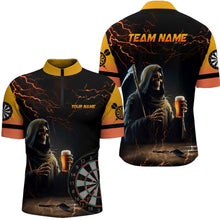 Load image into Gallery viewer, Funny Skull Beer Darts Polo &amp; Quarter-Zip Shirts For Men Custom Beer And Player Darts Jerseys TDM1737