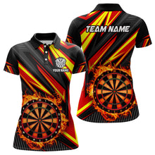 Load image into Gallery viewer, Darts Board Fire Flame Custom Polo &amp; Quarter-Zip Shirts For Women, Best Darts Team Jerseys |Red TDM1742
