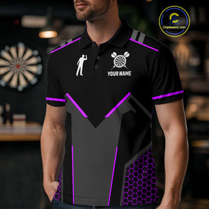 Darts Jersey For Men Custom Polo & Quarter Zip Darts Tournament Team Shirt  |Purple TDM4748