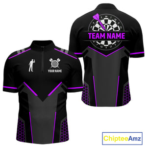 Darts Jersey For Men Custom Polo & Quarter Zip Darts Tournament Team Shirt  |Purple TDM4748
