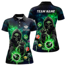Load image into Gallery viewer, Green Billiard Death Skeleton Women Polo &amp; Quarter-Zip Shirts Customized Team League Billiard Jerseys TDM1752