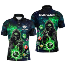Load image into Gallery viewer, Green Billiard Death Skeleton Men Polo &amp; Quarter-Zip Shirts Customized Team League Billiard Jerseys TDM1752