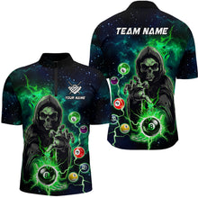 Load image into Gallery viewer, Green Billiard Death Skeleton Men Polo &amp; Quarter-Zip Shirts Customized Team League Billiard Jerseys TDM1752