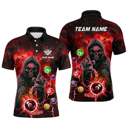 Red Billiard Grim Reaper Men Polo & Quarter-Zip Shirts Customized Team League Billiard Jerseys TDM1748