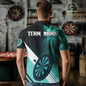 Personalized Turquoise Smoke Darts Shirt For Men Custom Darts Jersey Team Polo & 1/4 Zip Outfit TDM4534