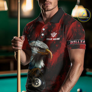 Black And Red American Flag Eagle Billiard Shirt For Men Custom Claw 8 Ball Pool Team Jersey TDM4317