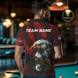 Black And Red American Flag Eagle Billiard Shirt For Men Custom Claw 8 Ball Pool Team Jersey TDM4317