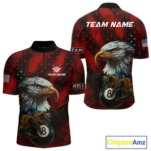 Black And Red American Flag Eagle Billiard Shirt For Men Custom Claw 8 Ball Pool Team Jersey TDM4317