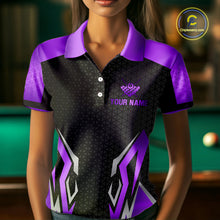 Load image into Gallery viewer, Black Purple 8 Ball Pool Crown Billiard Shirt For Women Custom Billiard Jersey Team Polo &amp; 1/4 Zip TDM4323