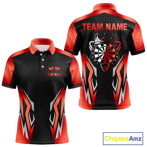 Black And Red Funny Crown Darts Shirt For Men Custom Darts Jerseys Team Polo & Quarter Zip TDM4325