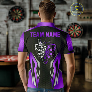 Black And Purple Funny Crown Darts Shirt For Men Custom Darts Jerseys Team Polo & Quarter Zip TDM4326
