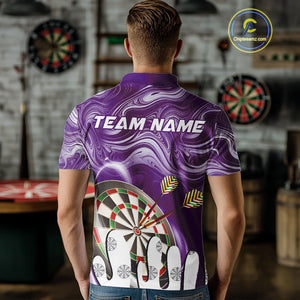 Personalized Marble Swirl Dart Shirt For Men Custom Funny Darts Jersey Team Polo & 1/4 Zip|Purple TDM4162