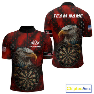 Black And Red American Flag Claw Eagle Darts Shirt For Men Custom Team Patriotic Darts Jerseys TDM4318
