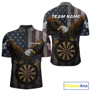 Personalized Grunge American Flag Patriotic Dart Shirts For Men Custom Eagle Darts Team Jersey TDM4191