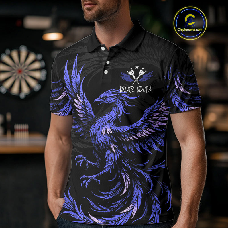 Personalized Phoenix Dartboard Wings Men's Dart Shirts Custom Blue And Black Darts Team Jerseys TDM4584