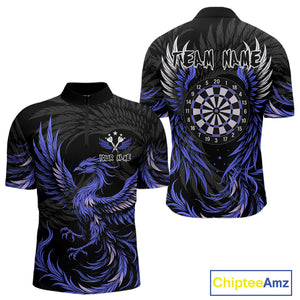 Personalized Phoenix Dartboard Wings Men's Dart Shirts Custom Blue And Black Darts Team Jerseys TDM4584