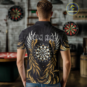 Personalized Phoenix Dartboard Wings Men's Dart Shirts Custom Yellow And Black Darts Team Jerseys TDM4585