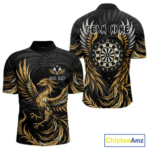 Personalized Phoenix Dartboard Wings Men's Dart Shirts Custom Yellow And Black Darts Team Jerseys TDM4585