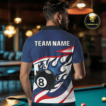 Load image into Gallery viewer, Red, White And Blue 8 Ball Flame Billiard Shirt For Men Custom Billiard Team Jersey Polo &amp; 1/4 Zip TDM4202