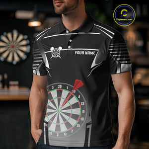 Black And White Dartboard Lights Custom Darts Polo & Quarter Zip For Men, 3D Darts Team Jersey TDM4802