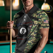 Load image into Gallery viewer, Military Green Camo 8 Ball Pool Billiard Shirt For Men Custom Patriotic US Flag Billiard Jerseys TDM4222