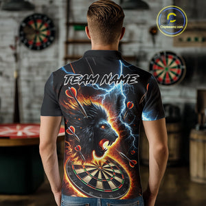 Personalized Thunder Lightning Lion Darts Shirt For Men Custom Darts League Jersey Polo & 1/4 Zip TDM4619
