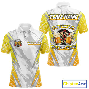 Darts And Beer That's Why I'm Here Custom Grunge Dart Shirt For Men, Drinking Darts Jerseys |White TDM4233
