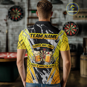 Darts And Beer That's Why I'm Here Custom Grunge Dart Shirt For Men, Drinking Darts Jerseys |Black TDM4234