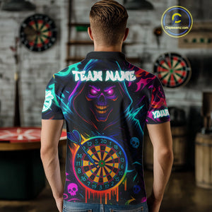 Colorful Neon Dartboard Grim Reaper Darts Shirt For Men Custom Darts Jerseys Team Polo & 1/4 Zip TDM4669