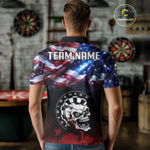 Personalized American Flag Funny Skull Darts Shirt For Men Custom Patriotic Darts Team Jerseys TDM4262