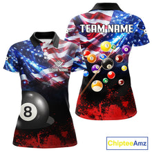 Load image into Gallery viewer, American Flag Patriotic Billiard Shirt For Women Custom 3D Billiard Balls 8 Ball Pool Team Jerseys TDM4263