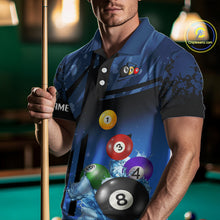 Load image into Gallery viewer, Blue Billiard Jerseys For Men Custom 3D Pool Balls Billiard Shirts Team Polo &amp; Quarter Zip TDM4087