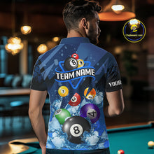 Load image into Gallery viewer, Blue Billiard Jerseys For Men Custom 3D Pool Balls Billiard Shirts Team Polo &amp; Quarter Zip TDM4087