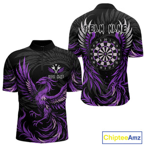 Personalized Phoenix Dartboard Wings Men's Dart Shirts Custom Black And Purple Darts Team Jerseys TDM4272