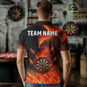 Orange Flaming Phoenix Darts Jerseys Custom Darts Shirt For Men, Darts Team Polo & Quarter Zip TDM4290