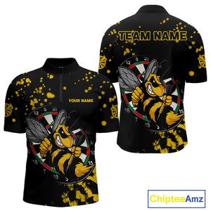 Personalized Yellow Black Funny Bee Darts Shirt For Men Custom Darts Jerseys, Best Darts Gifts TDM4294