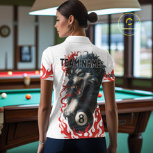 Load image into Gallery viewer, Personalized Wolf Flaming 8 Ball Billiard Shirts For Women Custom Billiard Pool Team Jersey |Red TDM4111