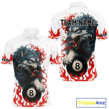 Load image into Gallery viewer, Personalized Wolf Flaming 8 Ball Billiard Shirts For Men Custom Billiard Pool Team Jersey |Red TDM4111
