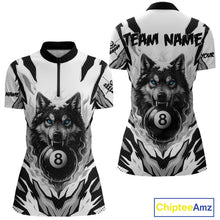 Load image into Gallery viewer, White Black 8 Ball Pool Wolf Billiard Shirts For Women Custom Billiard Jerseys Team Polo &amp; 1/4 Zip TDM4122