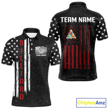 Load image into Gallery viewer, Grunge USA Flag Billiard Jerseys For Men Custom Patriotic Billiard Polo &amp; Quarter Zip Team Shirt TDM4130
