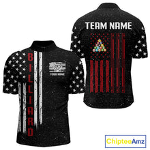 Load image into Gallery viewer, Grunge USA Flag Billiard Jerseys For Men Custom Patriotic Billiard Polo &amp; Quarter Zip Team Shirt TDM4130
