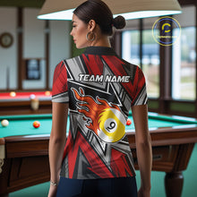 Load image into Gallery viewer, Personalized Women&#39;s Billiard Shirts, Flame 8&amp;9 Ball Custom Red Zig-Zag Billiard Team Jerseys TDM4137