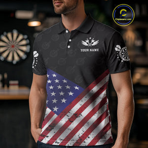 Personalized American Flag Dartboard Wings Darts Shirt For Men, Patriotic Darts Team Jerseys TDM4434