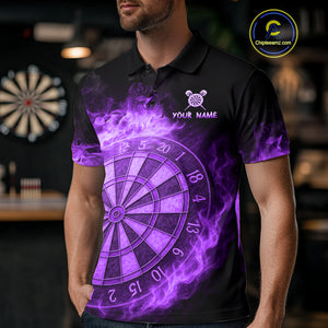 Personalized 3D Purple Dartboard Dragon Flame Dart Shirts For Men Custom Darts Team Jerseys TDM4312