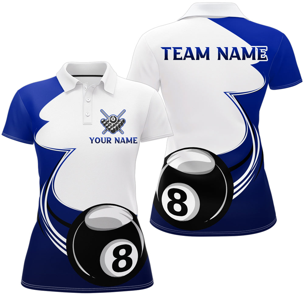 Personalized Billiard Tournament Sport Shirts, 8 Ball Pool Billiard Team Jersey For Women |Blue TDM1779