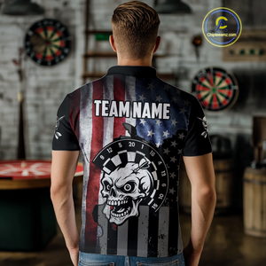 Personalized Funny Skull American Flag Dart Shirt For Men Custom Patriotic Darts Team Jerseys TDM4172