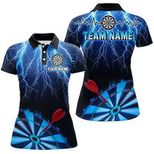 Load image into Gallery viewer, Personalized Blue Dartboard Thunder Lightning 3D Women Darts Shirts Custom League Darts Team Shirts TDM1995